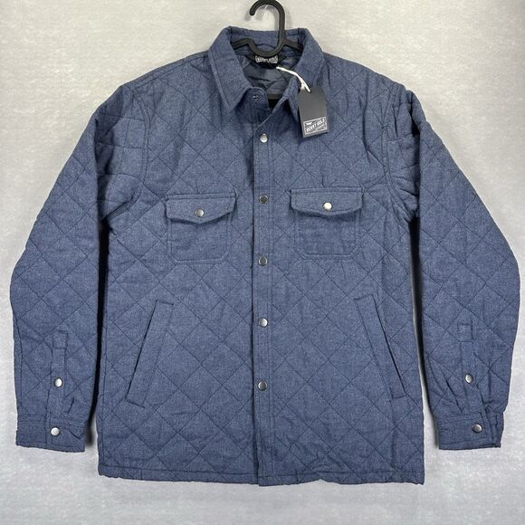 NWT Benny Gold Quilted Snap Large Long Sleeve Shirt Jacket Shacket Blue Men’s - Picture 1 of 12